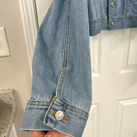 New Re/Done Light Blue Cropped Denim Jacket - Picture 7 of 10